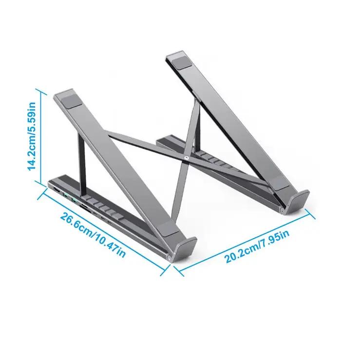 Support pour ordinateur portable avec ports USB, Hub USB C 8 en 1, support de refroidissement ventil