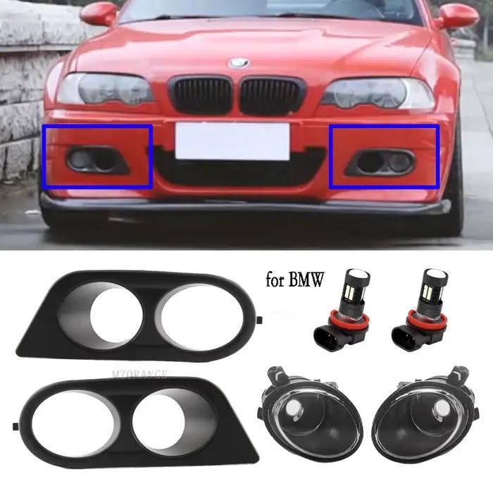 Feu Antibrouillard pour BMW, Accessoire Noir Brillant avec Couvercle de Phare, Cadre de Calandre LED
