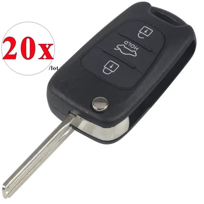 Jingyuqin-coque de clé 3 boutons | À rabat, pour Hyundai IX35 pour Kia pliante de remplacement, 20 p