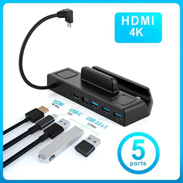 Station d'accueil Steam Deck, support de Base TV, support Hub, USB C vers RJ45 Ethernet 4K 60HZ, Con