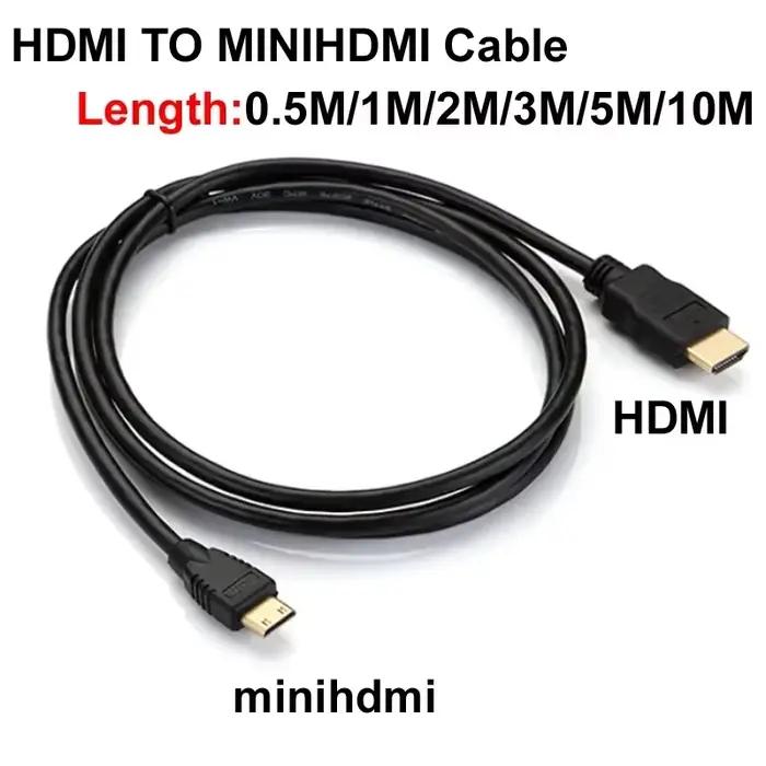 Câble Mini HDMI vers HDMI 1080p, plaqué or 3D, pour moniteur, tablette, caméra, carte graphique DV,