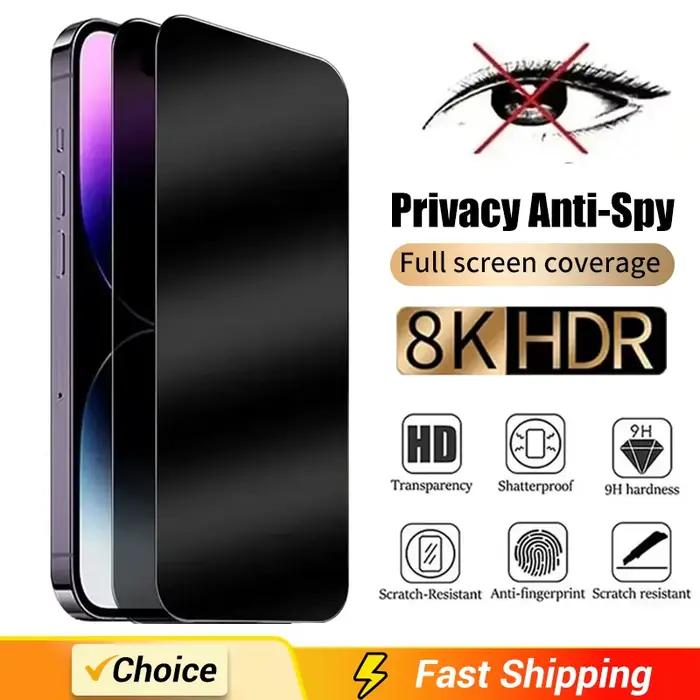 1-2 pièces couverture complète protecteur d'écran de confidentialité pour IPhone 16 15 13 11 14Pro M