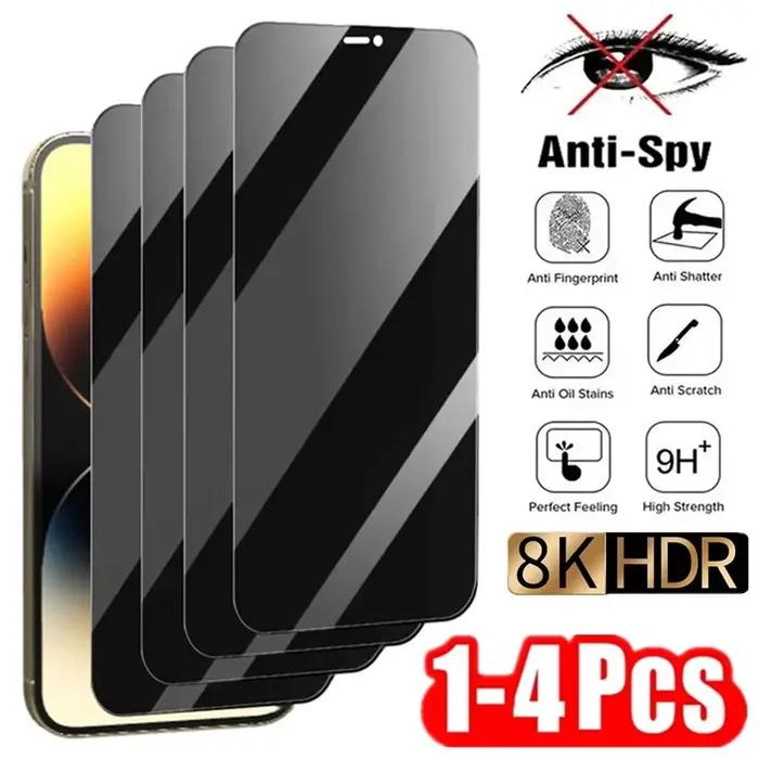 Protecteur d'écran de confidentialité, 1 à 4 pièces, pour iPhone 14 13 11 12 Pro Max Mini 8 Plus, ve