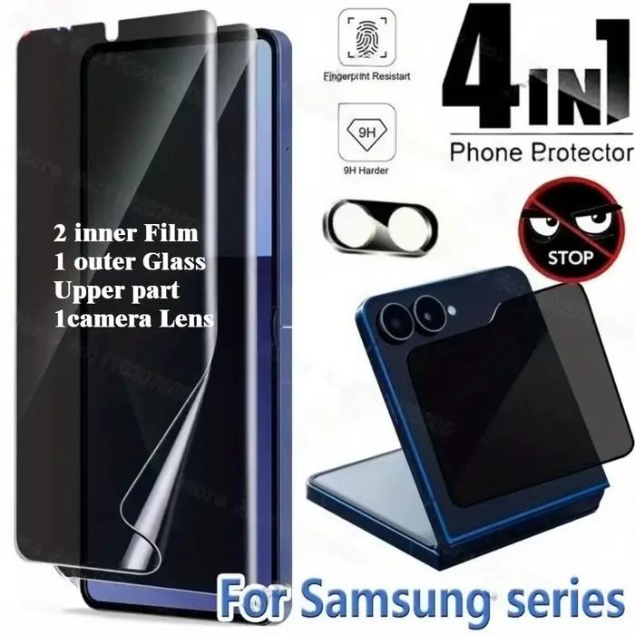 Protection de confidentialité 4 en 1 pour Samsung Z Flip 7 FE 6 5 4 3 2 Films Hydrogel résistants au