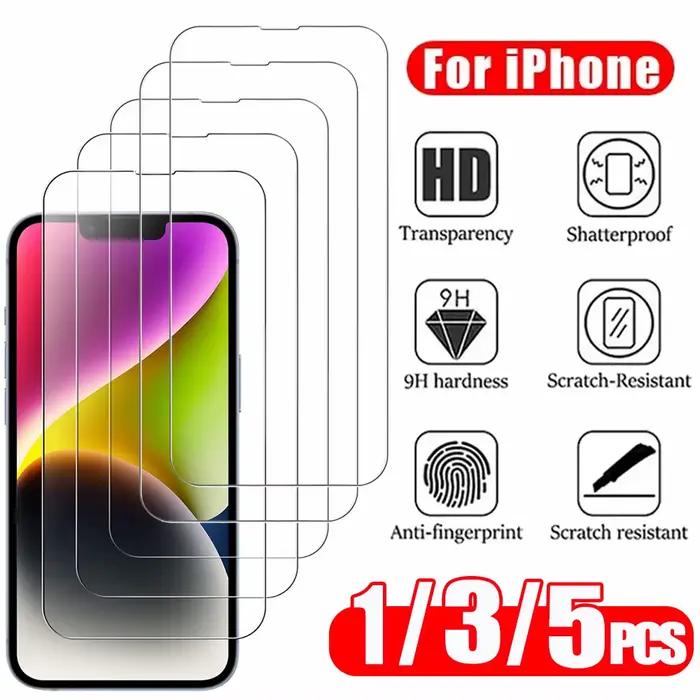 1~5PCs Verre trempé pour iPhone 16 17 Pro Max 17e 16e 15 14 13 12 protection d'écran pour iPhone 11