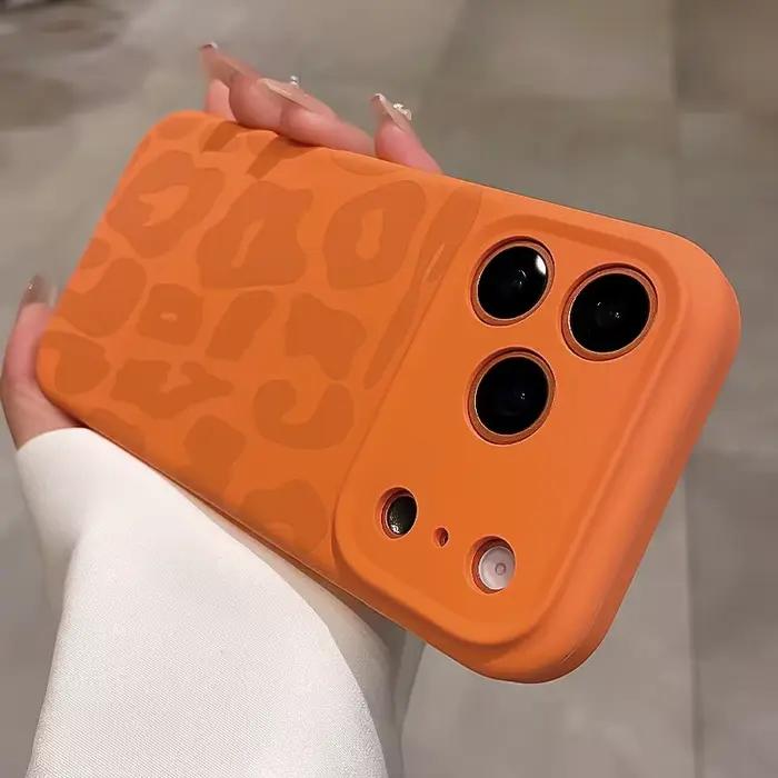 Coque en silicone liquide à motif léopard pour iPhone 17 16 Pro Max Air 14 15 Plus 12 avec bouton de