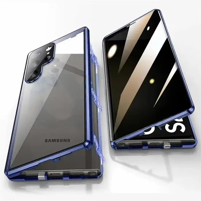 Coque de téléphone en métal Double face en verre