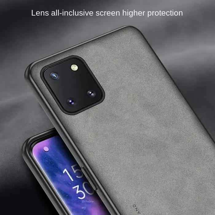 Pour Samsung Note 10 Lite N770F étui en cuir PU peau couverture rigide mat coque de téléphone pare-chocs en Silicone
