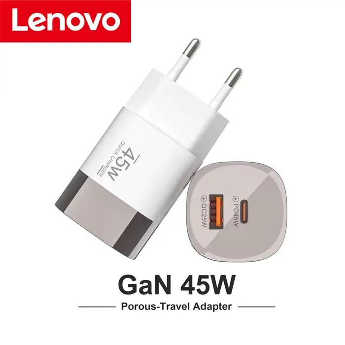 Chargeur multi-ports Lenovo 45W A+C QC3.0, adaptateur de charge rapide PD20Q 5V/2A, adaptateur d'alimentation portable, prise EU/US/UK pour iPhone iPad