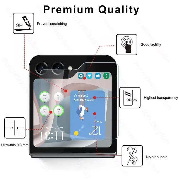 Lot de 3 protections d'écran arrière en verre trempé pour Samsung Galaxy Z Flip5 Flip6 Flip7 Flip8 Flip 5 6 7 8 – Verres de protection arrière
