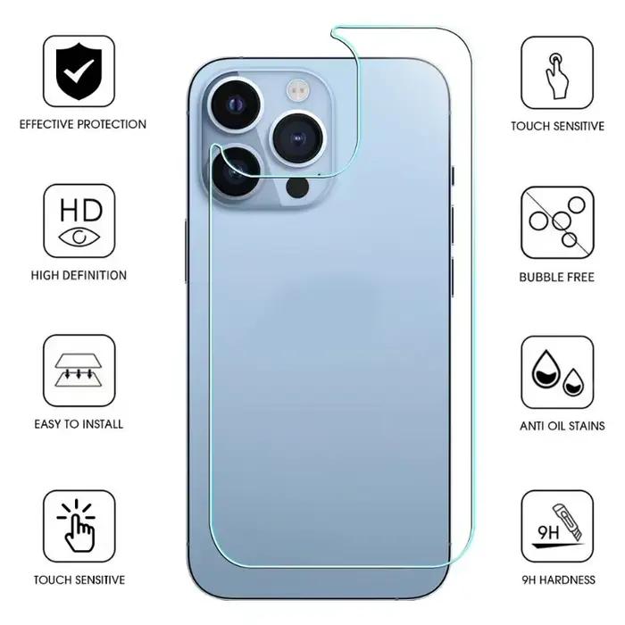 1-3 pièces verre trempé d'écran arrière pour iPhone 17 16 15 12 14 13 Pro Max 14 16 15 Plus 12 13 Mini films de