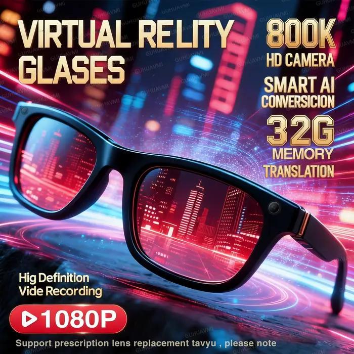 Nouvelles Lunettes Intelligentes IA 2026 avec Caméra d'Enregistrement Vidéo HD 1080P, Appel Bluetooth ChatGPT, 32 Go de ROM, Traduction Linguistique et Musique – Lunettes de Soleil pour Hommes