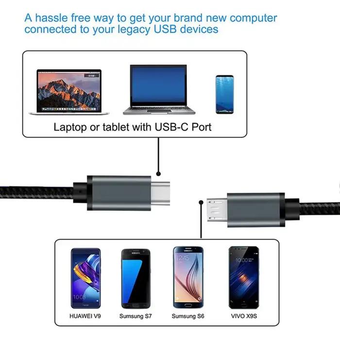 Câble court USB C vers Micro USB USB-C Type C