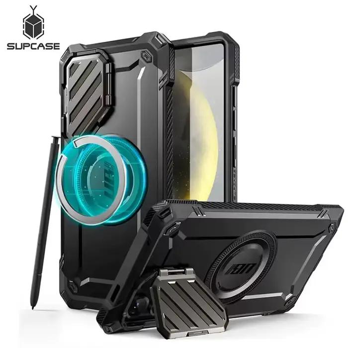 Coque de téléphone magnétique robuste avec support de déclinaison de la couverture de l'appareil photo