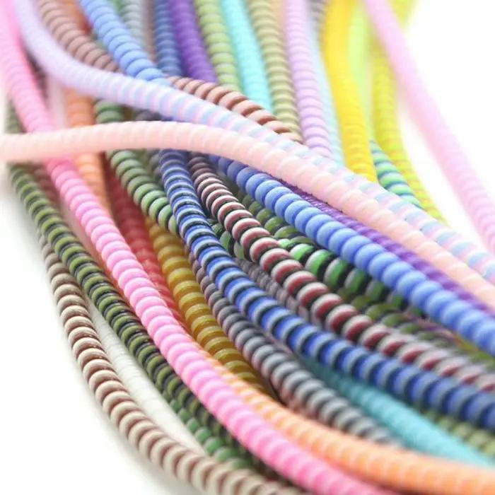 Câble de fil de téléphone de couleur de 1.4m, corde de protection à ressort Anti-rupture pour câble de chargement USB écouteur enrouleur de bobine de données