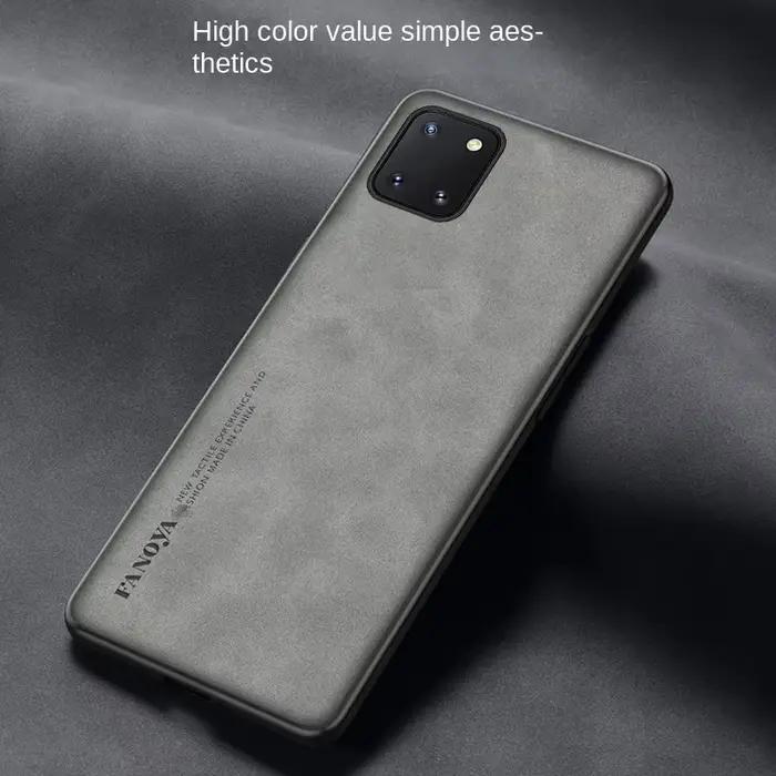 Pour Samsung Note 10 Lite N770F étui en cuir PU peau couverture rigide mat coque de téléphone pare-chocs en Silicone
