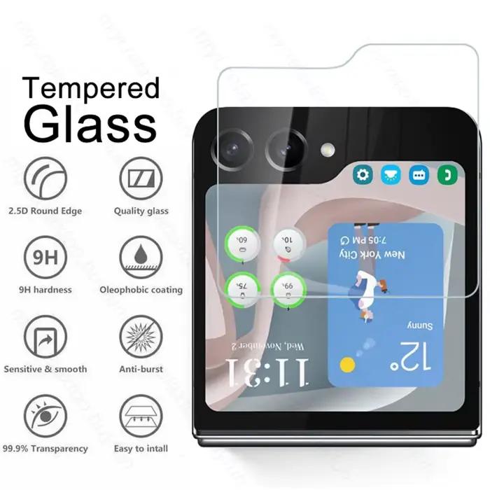 Lot de 3 protections d'écran arrière en verre trempé pour Samsung Galaxy Z Flip5 Flip6 Flip7 Flip8 Flip 5 6 7 8 – Verres de protection arrière