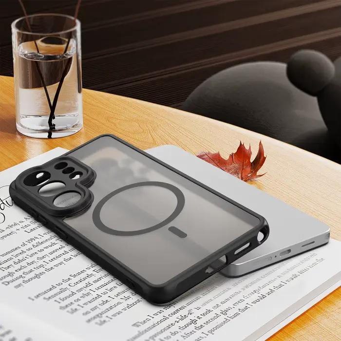 Étui Antichoc Givré pour Samsung Galaxy S26 Ultra S25 FE S24 Plus 5G, Coque Magnétique en Plastique de Haute Qualité avec Cadre en TPU, Protection Anti-Rayures et Anti-Poussière