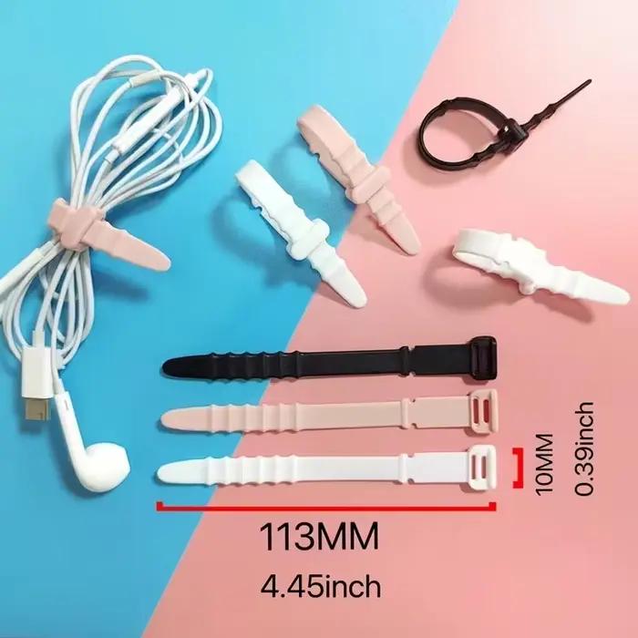 5 attaches-câbles en silicone : Gardez les câbles bien organisés et sans nœuds !