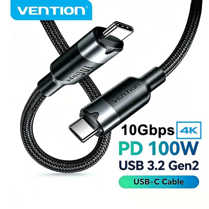 Câble USB C Vention 100W, ligne de transmission vidéo 10Gbps, câble USB C pour iPhone Huawei Xiaomi Samsung Galaxy MacBook iPad 4k60Hz