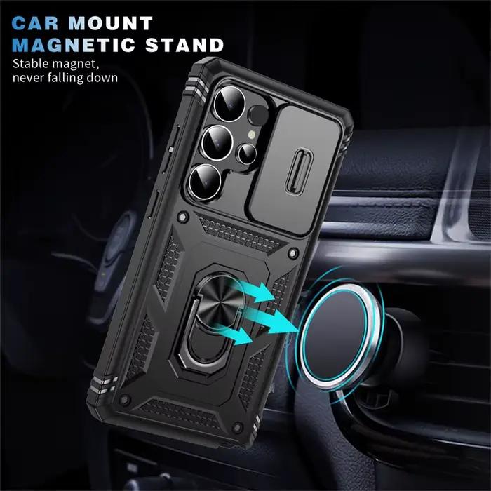 Coque blindée robuste avec anneau de protection pour Samsung Galaxy S25 S24 S23 S22 S21 Ultra S20 FE Plus Note 20 Ultra coque fond coque de téléphone full protection chống sốc shockproof 3 trong 1 métal ring holder support bracket function