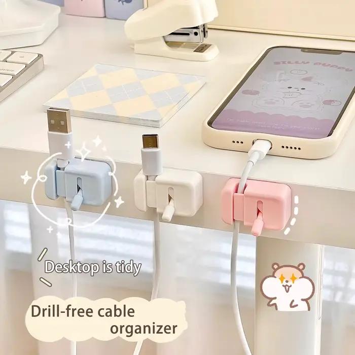 Clip de gestion des câbles pour bureau - Organisateur de câbles simple à fixer sur le bord, sans perçage, pour câbles de charge et fils de données.