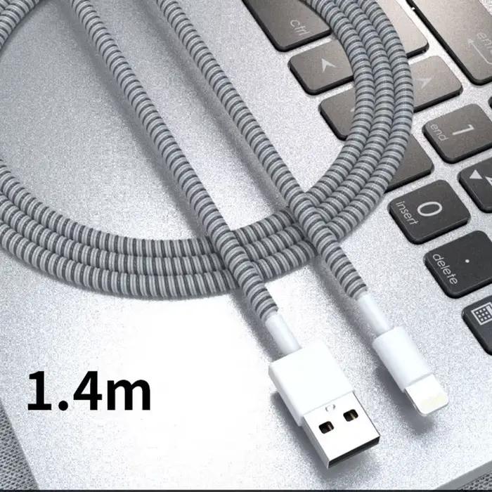 Câble de fil de téléphone de couleur de 1.4m, corde de protection à ressort Anti-rupture pour câble de chargement USB écouteur enrouleur de bobine de données