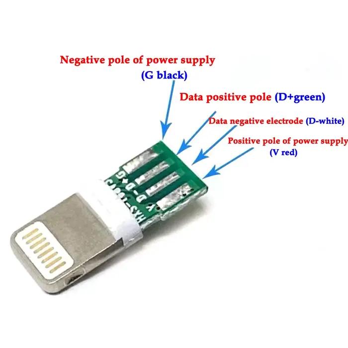 1 pièce Connecteur Lightning USB 3.0mm avec carte de puce, connecteur mâle à souder, interface OTG, câble de données DIY pour la charge de téléphone