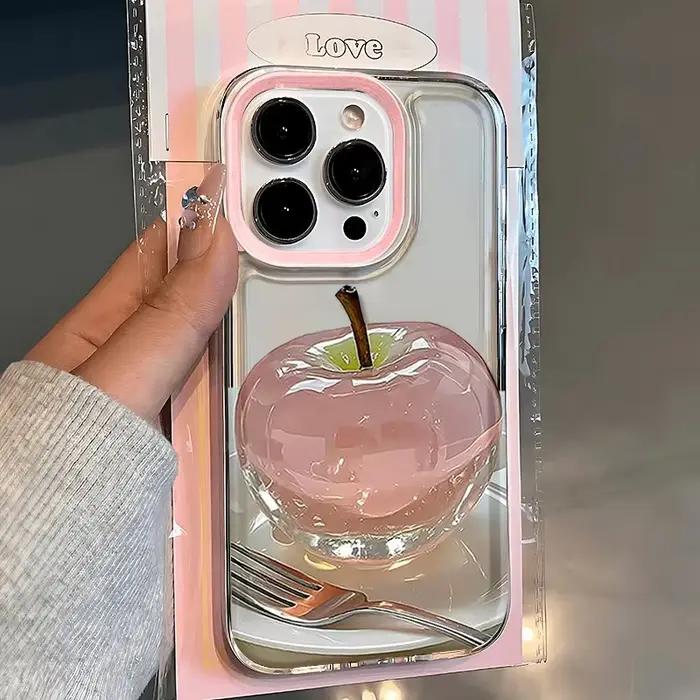 Coque de téléphone en cristal rose artistique, Simple, douce et polyvalente, pour iPhone 16 E 15 14 13 12 11 Pro XS Max 7 8 Plus Y2K, jolie couverture