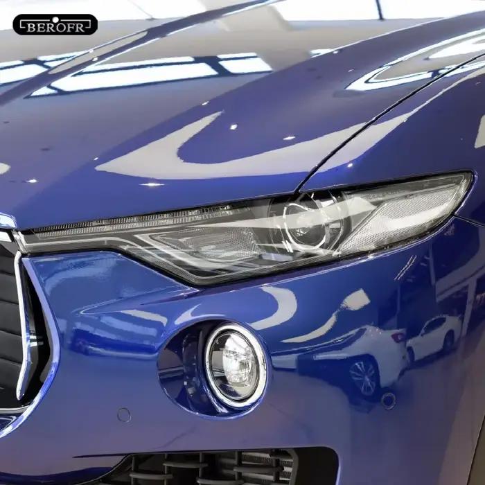 Film teinté de protection de la lumière du sauna de voiture, autocollant de protection en TPU transparent noir fumé pour MaserSauGhibl droante Quattroporte