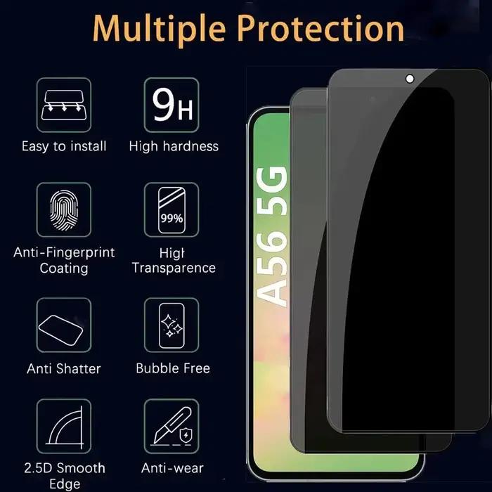 3 pièces Protection de la vie privée couverture complète protecteur d'écran en verre pour Samsung Galaxy A56 A36 A16