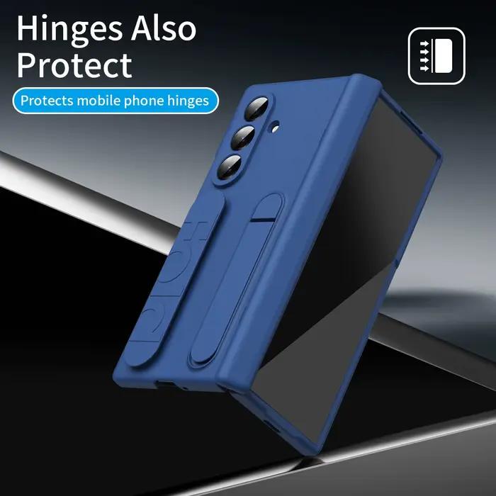 Pour Samsung Galaxy Z Fold 7 6 5 4 3 coque de téléphone originale charnière housse de protection avec support Film de verre Z Fold6 étui à poignée en Silicone