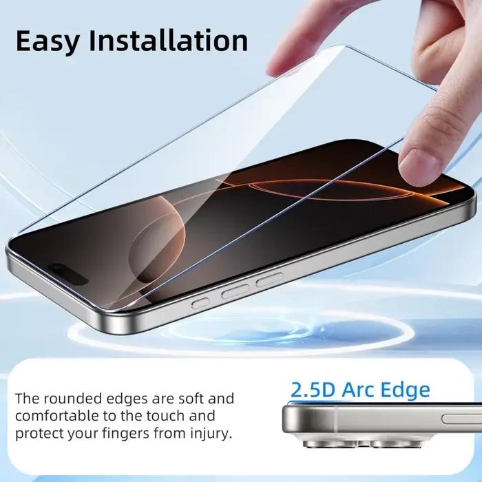 Film de protection en verre trempé NHIPPLN pour iPhone 11 12 13 14 15 16 17 18 Pro Max clair et sans rayures pour une utilisation quotidienne sans souci