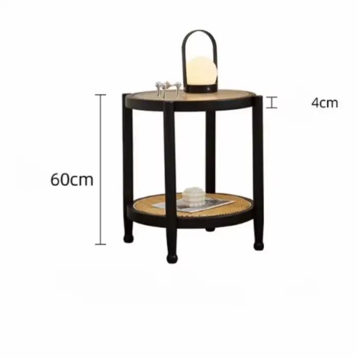 Table basse ronde japonaise en rotin et bois, design moderne et minimaliste, meubles de maison