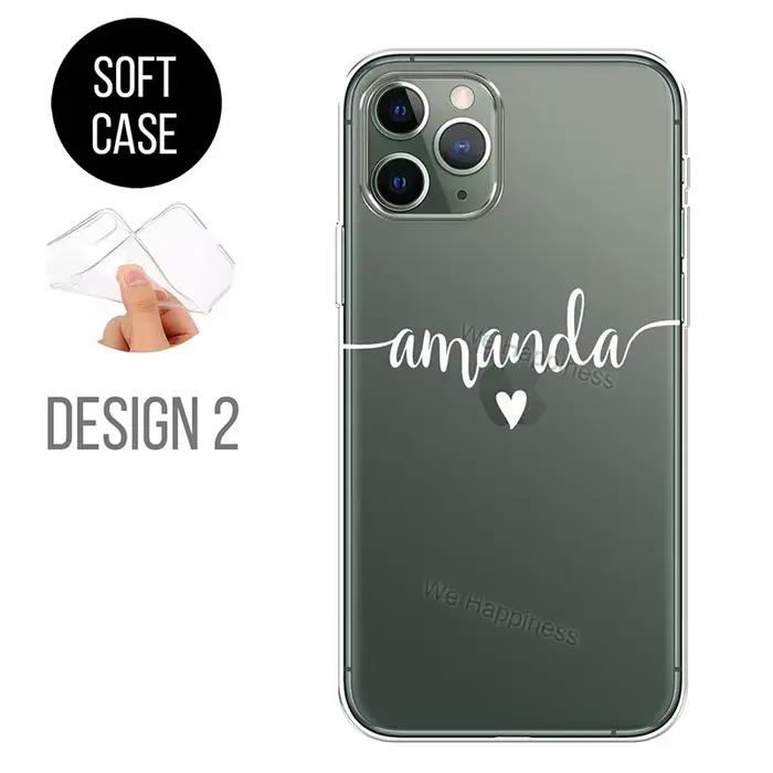Coque de téléphone personnalisée coeurs nom personnalisé initiales téléphone housse en TPU pour iPhone 15 13 11 12 14 Pro Max mini Plus 7 8 X Xs max Xr