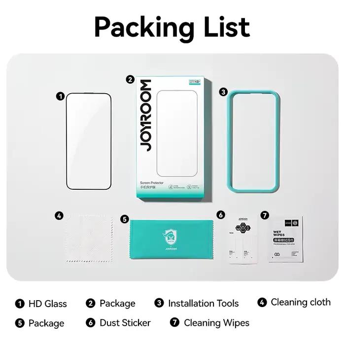 Protecteur d'écran verre trempé HD Joyroom pour iPhone 17 Pro Max anti-rayon bleu anti-rayures pour une clarté et une durabilité maximales