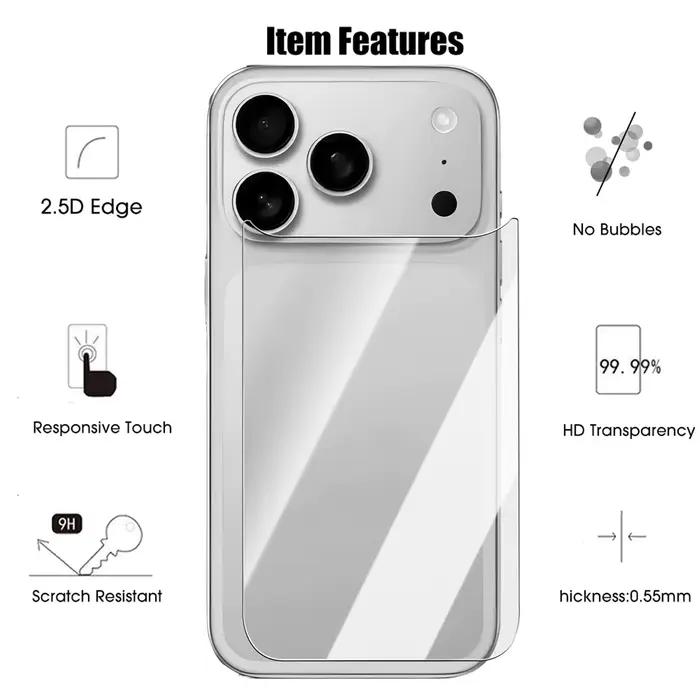 2 + 2 verre trempé de protection arrière pour iPhone 17 Air 16 15 Plus Pro Max 17Air 17Pro Film d'objectif d'appareil