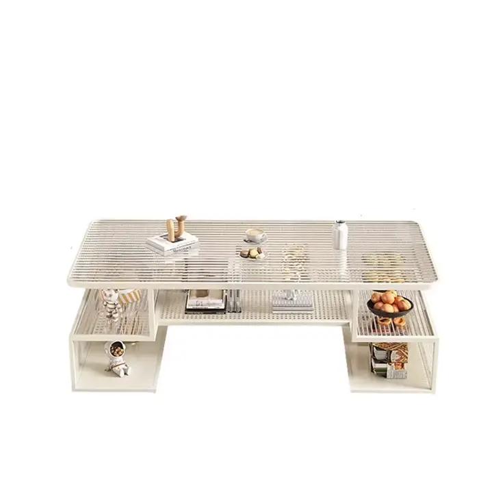 Tables basses rectangulaires blanches en verre De luxe Tables basses minimalistes modernes Premium uniques Mesitas De Noche accessoires De maison
