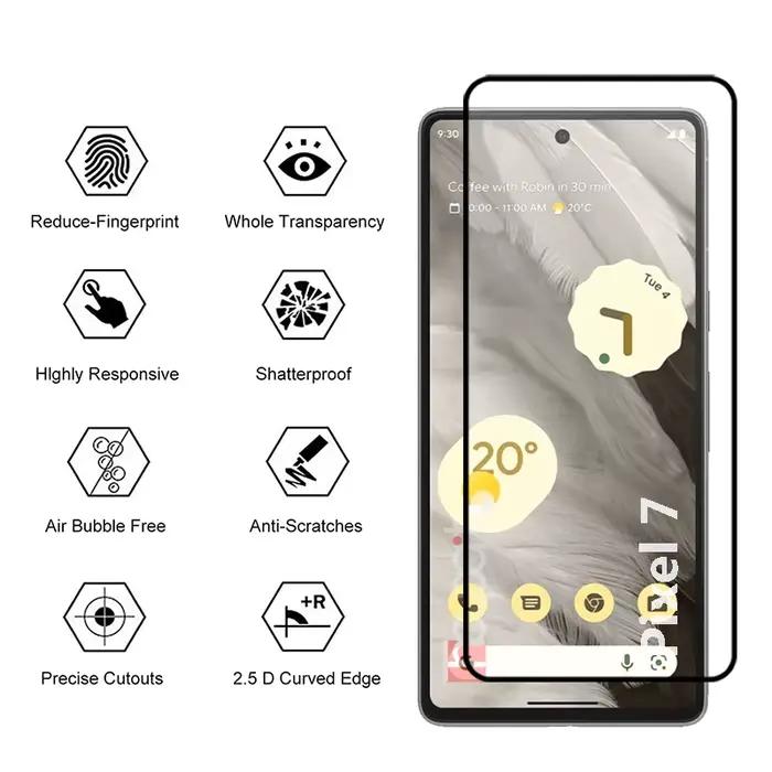 3 pièces verre trempé pour Google Pixel 7 7A Film de protection d'écran