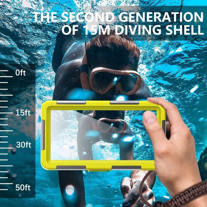 Étui de téléphone étanche universel multifonctionnel, durable, étanche, 15 m/50 pieds, 6.9 pouces, IP68, photographie de plongée professionnelle