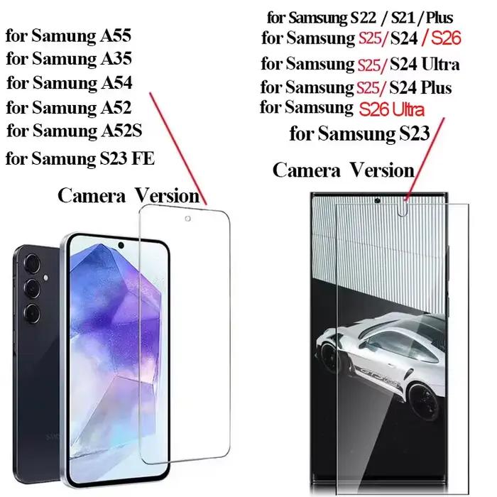 Protecteur d'écran HD verre trempé haute définition pour Samsung S24 Ultra S23 FE S23 S26 A55 A35 A54 écran sans rayures et éclats pour téléphone élégant