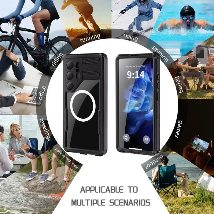 Coque de téléphone étanche IP68 avec lanière magnétique pour Samsung Galaxy S25 Ultra S24 (Lot : S23 n'a pas une