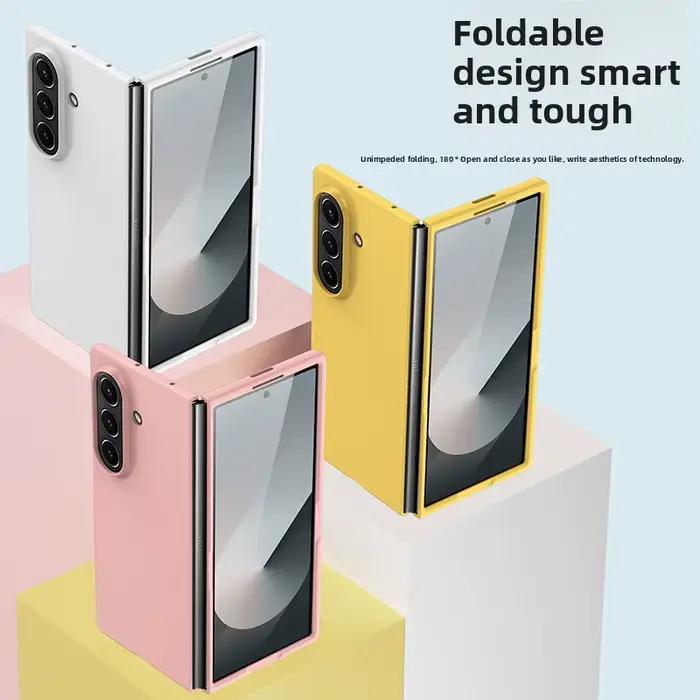 Coque de téléphone pour Samsung Galaxy Z Fold 7 6 5 3 4 ZFold7 – Housse de protection rigide ultra-fine effet peau