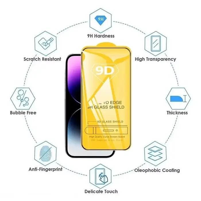 Lot de 5 films de protection d'écran 9D pour Xiaomi Redmi Note 14 13 Pro 5G 12 11 10 9 8 9S 10S 11S 12S 14S 15C 14C 9A
