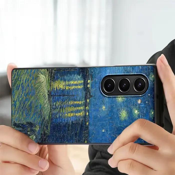 Coque arrière protection mat Van Gogh La Nuit Etoilée pour Samsung Galaxy Z Fold 7 6 5 4 3 occasion spéciale