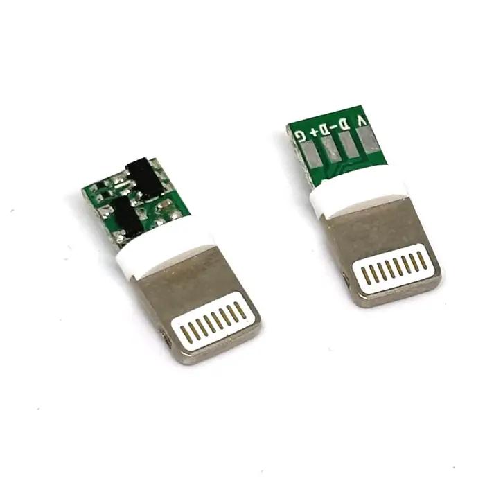 1 pièce Connecteur Lightning USB 3.0mm avec carte de puce, connecteur mâle à souder, interface OTG, câble de données DIY pour la charge de téléphone