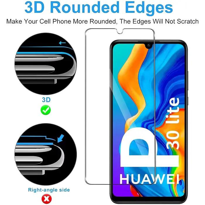Protecteur d'écran pour HUAWEI P30 Lite ultra clair en verre trempé 9H HD haute teneur en aluminium pour écran brillant sans rayures sans éraflures compatibles avec les étuis