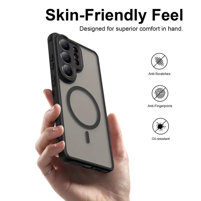 Étui Antichoc Givré pour Samsung Galaxy S26 Ultra S25 FE S24 Plus 5G, Coque Magnétique en Plastique de Haute Qualité avec Cadre en TPU, Protection Anti-Rayures et Anti-Poussière