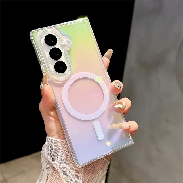 Pour Samsung Z Flip Fold 7 6 pour Magsafe coque de téléphone colorée pour Galaxy zflip zfold 5 4 3 5G dégradé clair acrylique couverture arrière