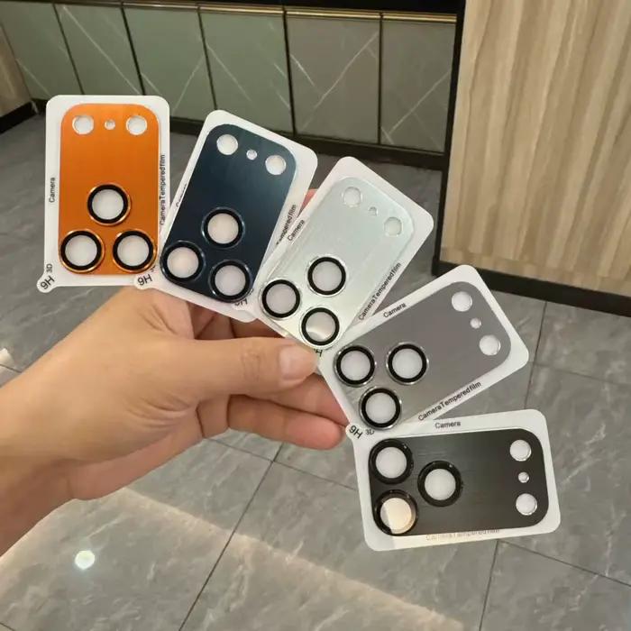 1 ensemble de verre de Protection de caméra en métal à couverture complète pour IPhone 17 Pro Max